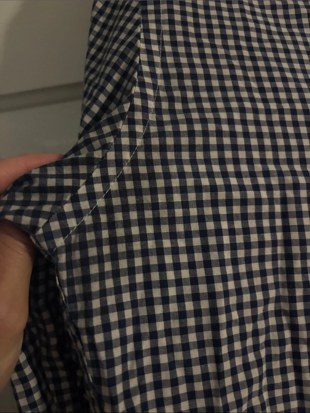 Men's Navy and White Check Button-Down Shirt